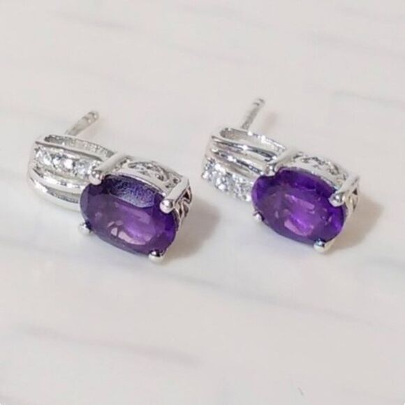 Amethyst Earrings 2.2 Carats tw - Picture 2 of 4